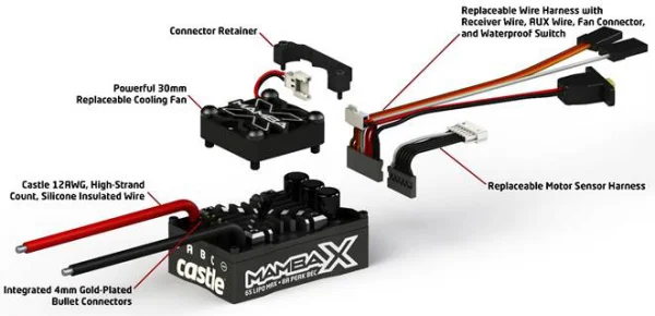 Castle Creations Mamba X Sensored Waterproof ESC Combo With 1406-3800Kv Motor