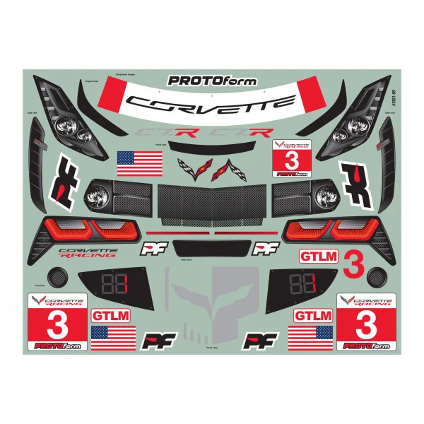 Protoform Chevrolet Corvette C7.R Clear Bodyshell for 1:8 GT1 Short