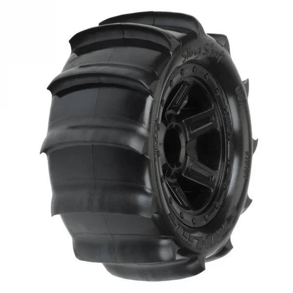 ProLine Sling Shot 2.2 Buggy / 1:16 Revo Sand Tyres on Black Desperado Wheels - 1 Pair