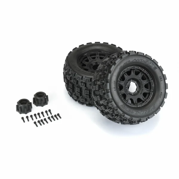ProLine Badlands MX 3.8 Tyres Mounted on Raid Black 8X32 Wheels - 17mm Hex