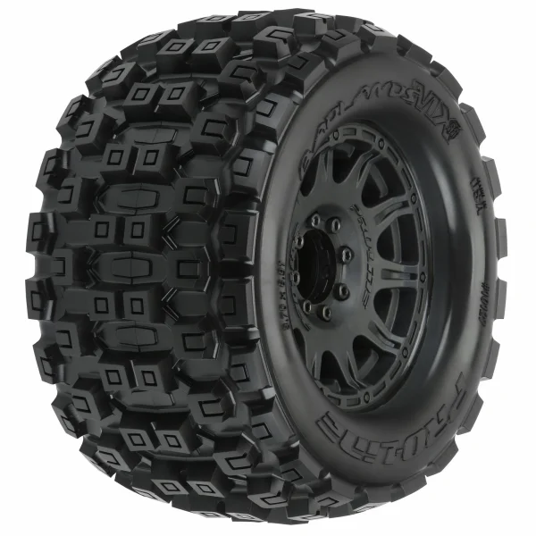 ProLine Badlands MX 3.8 Tyres Mounted on Raid Black 8X32 Wheels - 17mm Hex