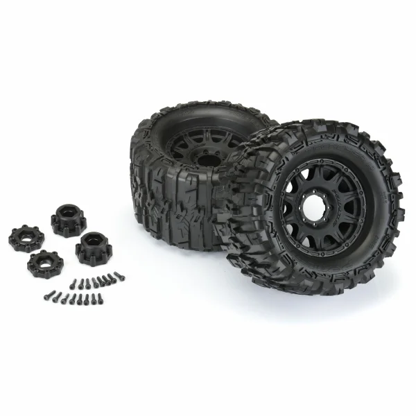 ProLine Trencher HP Belted 3.8 Tyres Mounted on Raid Black 8X32 Wheels - 17mm Hex ** CLEARANCE **