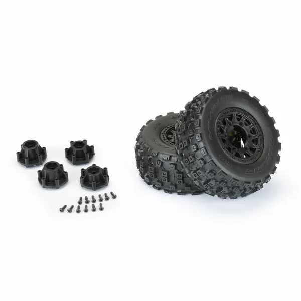 ProLine Badlands MX SC 2.2/3.0 M2 Tyres Mounted on Raid 6X30 Black Wheels (2)