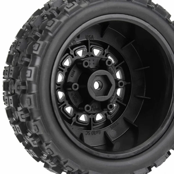 ProLine Badlands MX SC 2.2/3.0 M2 Tyres Mounted on Raid 6X30 Black Wheels (2)