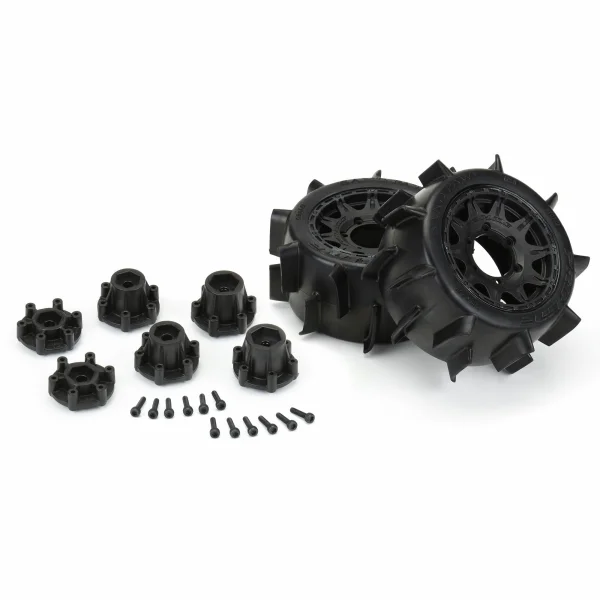 ProLine Sand Paw LP 2.8 Tyres Mounted on Black Raid 6X30 Wheels (2)