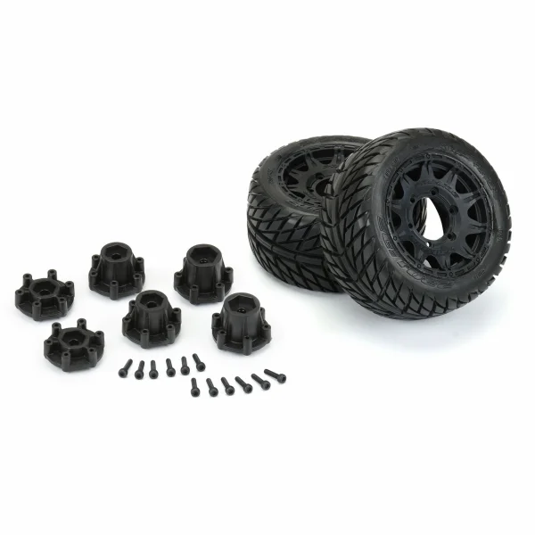 ProLine Street Fighter 2.8 Tyres Mounted on Black Raid 6X30 Removable Hex Wheels - 12mm Hex
