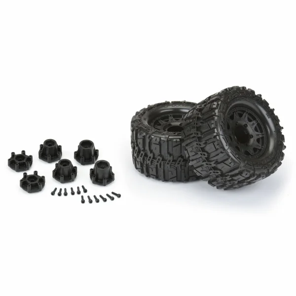 ProLine Trencher HP Belted 2.8 Tyres Mounted On Black 6X30 Removable Hex Wheels - 12mm Hex