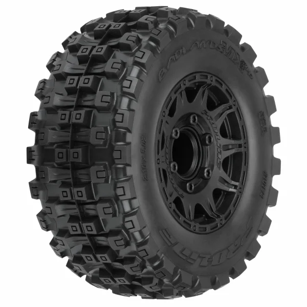 ProLine Badlands MX28 HP 2.8 Belted Tyres - Mounted On Black 6X30 Wheels - 12mm Hex