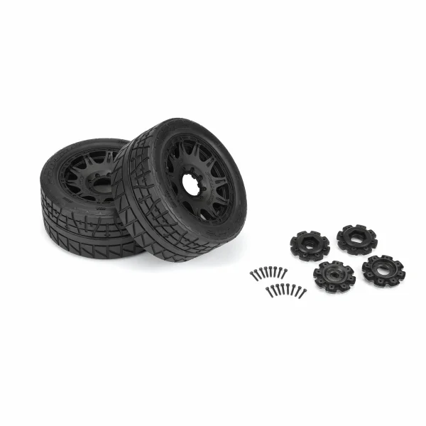 Menace HP 5.7 Street Belted Tires Mounted on Raid Black 8x4 Wheels (2) ** CLEARANCE **