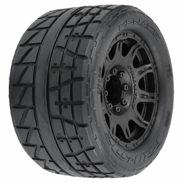 ProLine Menace HP 3.8 Belted Tyre On Raid Black 8x32 17mm Hex Wheels (2)