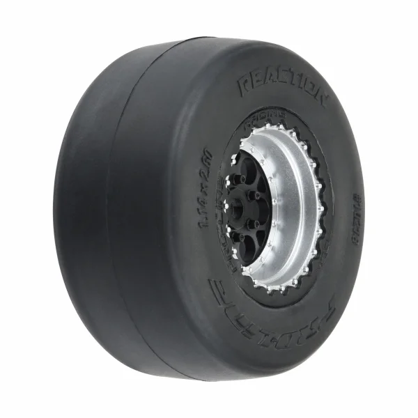 1:16 Reaction Rear Tires MTD 8mm Black/Silver (2): Losi Mini