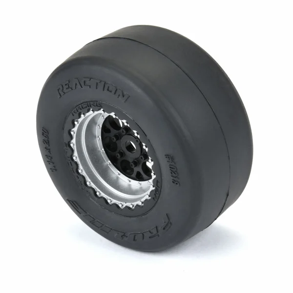 1:16 Reaction Rear Tires MTD 8mm Black/Silver (2): Losi Mini