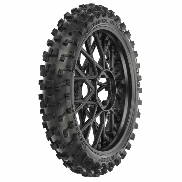 ProLine Dunlop Geomax MX33 CR4 Front Tyre Mounted on Black Losi Promoto Wheel (1)