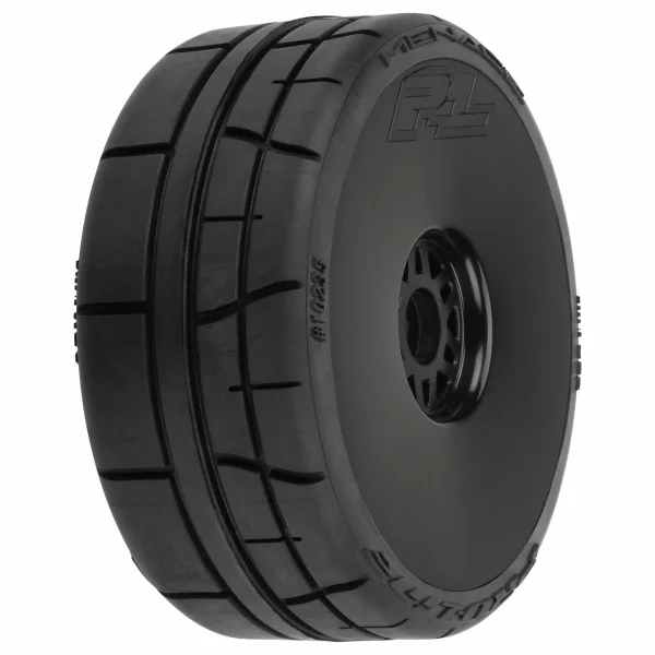 ProLine 1:8 Buggy Menace HP Belted Speed Run F/R Tires Mounted on Black 17mm Dish Wheels (2)