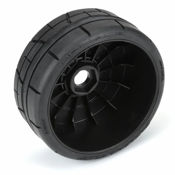 ProLine 1:8 Buggy Menace HP Belted Speed Run F/R Tires Mounted on Black 17mm Dish Wheels (2)