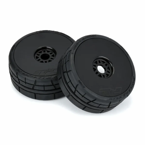 ProLine 1:8 Buggy Menace HP Belted Speed Run F/R Tires Mounted on Black 17mm Dish Wheels (2)