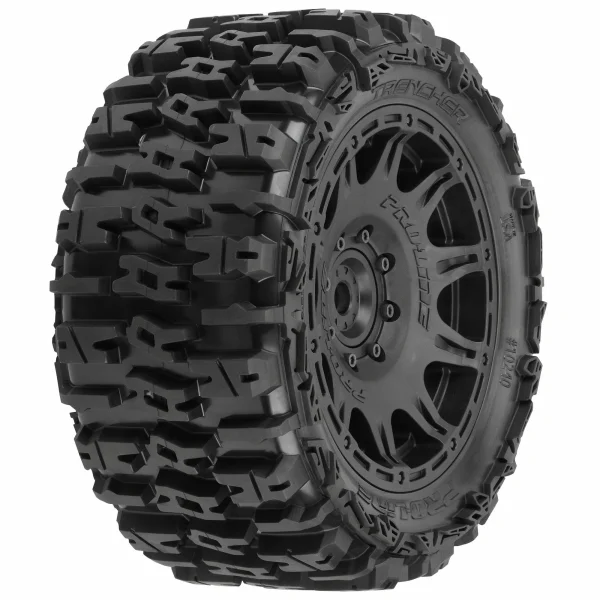 ProLine 5.7 Trencher Tyres Mounted on 24mm Hex Black Raid 8x48 Wheels (2)