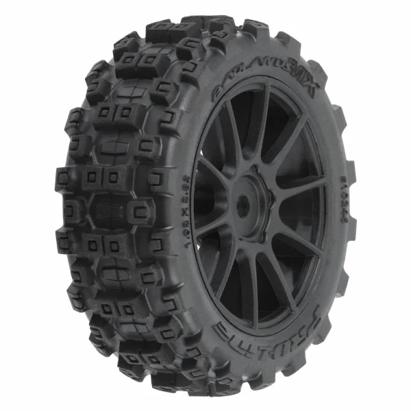 ProLine Badlands MX 1.9 Buggy Tires Mounted On Mach-10 Black Wheels