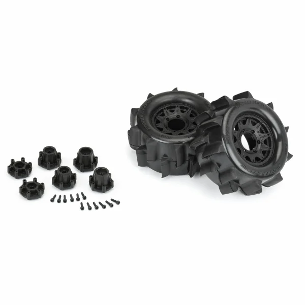 ProLine Sand Paw HP Belted 2.8 MT Tyres on 12/14mm Hex Black Wheels (2)