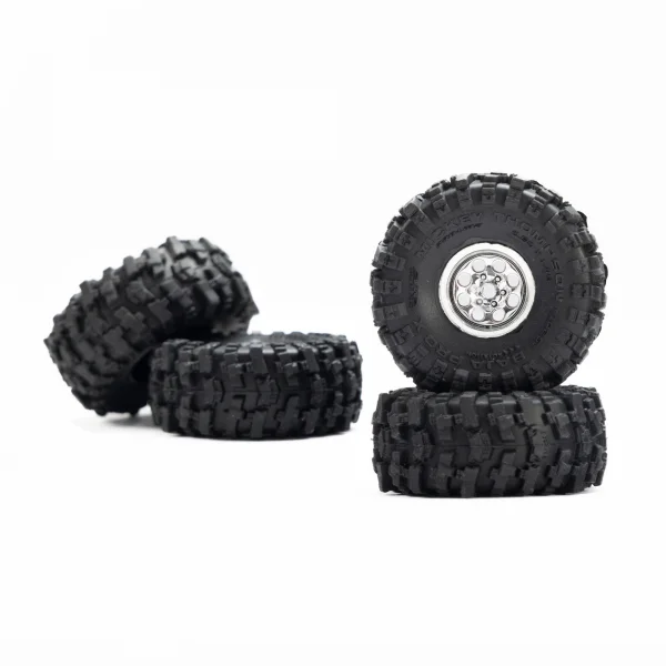 1/30 Baja Pro X Front/Rear Mounted Chrome Beast Tires (4): A