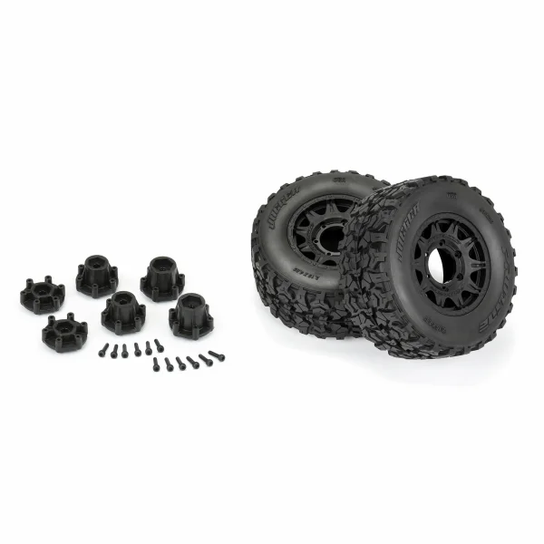 ProLine Jaeger HP Belted 2.8 Tyres Mounted on 12mm/14mm Black Raid Wheels (2)