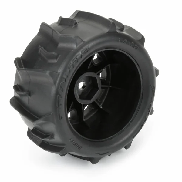 ProLine 1:18 Dumont Tyres Mounted on 12mm Hex Black Raid Wheels (4) - Granite GROM