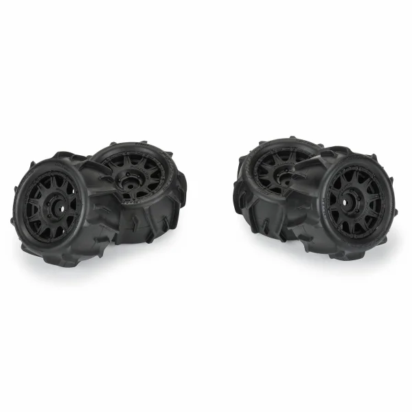 ProLine 1:18 Dumont Tyres Mounted on 12mm Hex Black Raid Wheels (4) - Granite GROM