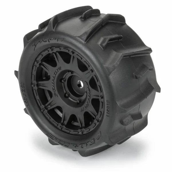 ProLine 1:18 Dumont Tyres Mounted on 12mm Hex Black Raid Wheels (4) - Granite GROM