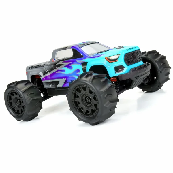 ProLine 1:18 Dumont Tyres Mounted on 12mm Hex Black Raid Wheels (4) - Granite GROM