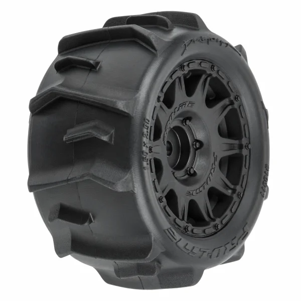 ProLine 1:18 Dumont Tyres Mounted on 12mm Hex Black Raid Wheels (4) - Granite GROM