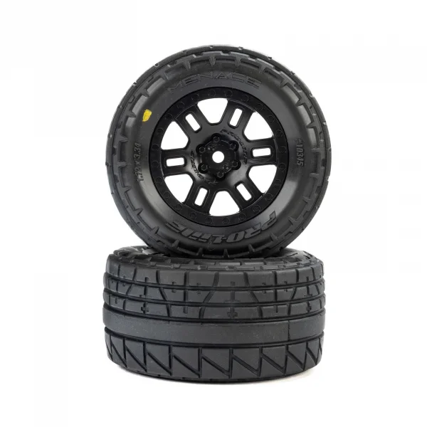 Menace Front/Rear Street Tires Mounted 12mm Black Split Six