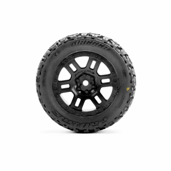 ProLine Jaeger Tyres Mounted on 12mm Hex Black Split Six Wheels (2)