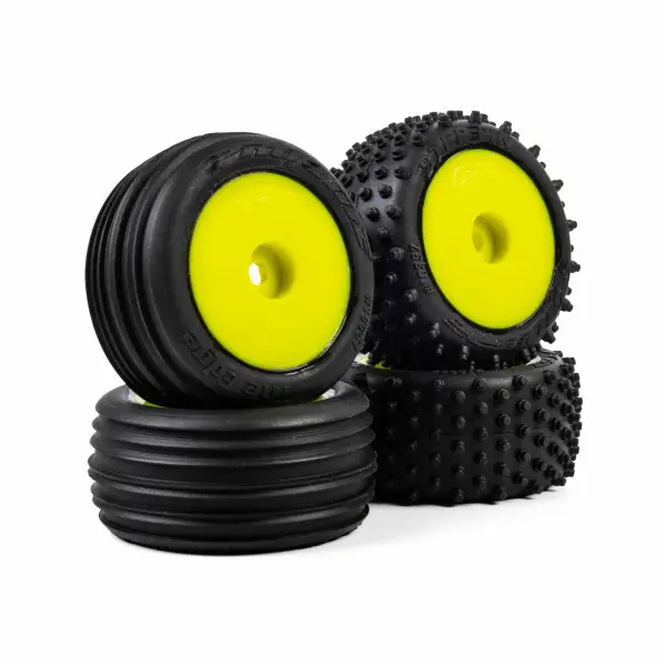 Edge Front / Step Pin Rear Tires Mounted 7mm Yellow (4): Los — image 1 of 11