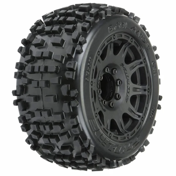 ProLine Badlands 3.8 Tyres Mounted on Raid Black 8X32 Wheels - 17mm Hex