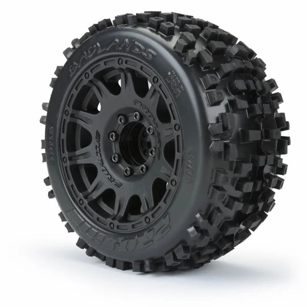 ProLine Badlands 3.8 Tyres Mounted on Raid Black 8X32 Wheels - 17mm Hex