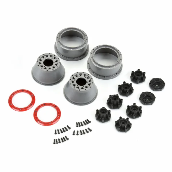 ProLine Raid Bead Loc 12/14mm Hex SC Wheels - Red/Gray (2)