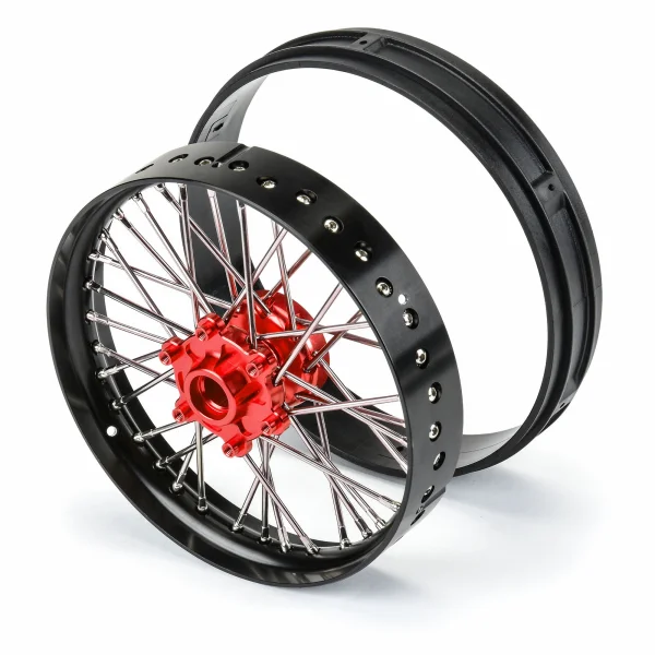 1/4 Pro-Spec Aluminium V2 Bead Front Wheel Black/Red (1): Pro