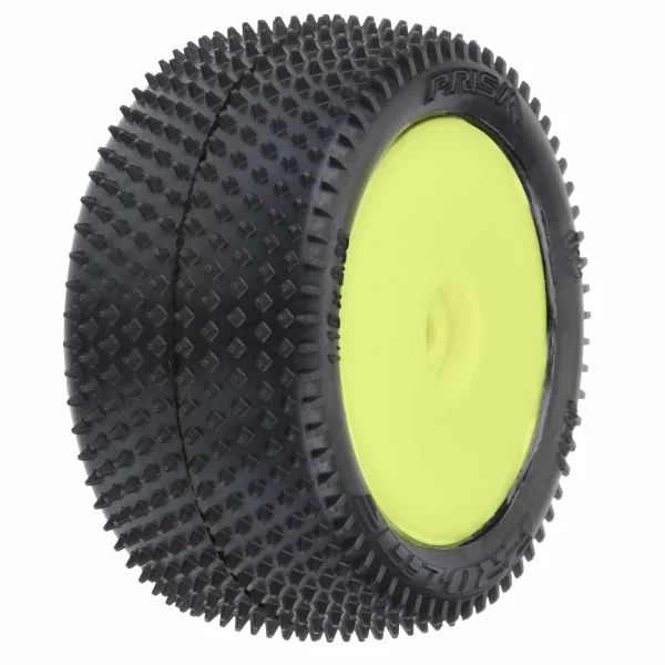 ProLine Mini-B Prism Tyres Mounted On Yellow Wheels Rear