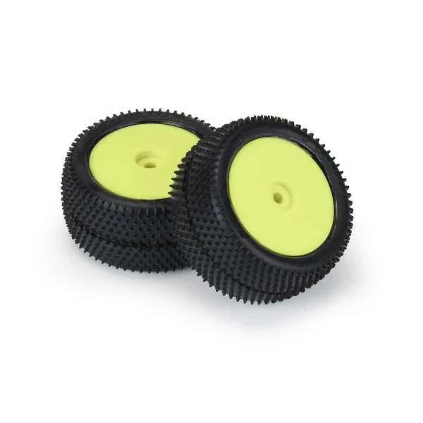 ProLine Mini-B Prism Tyres Mounted On Yellow Wheels Rear