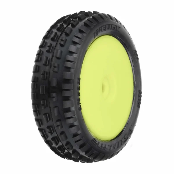 ProLine Mini-B Wedge Tyres Mounted On Yellow Wheels Front