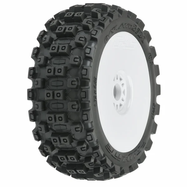 ProLine Badlands MX 1:8 Buggy M2 Tyres Pre Mounted on White Wheels (2)