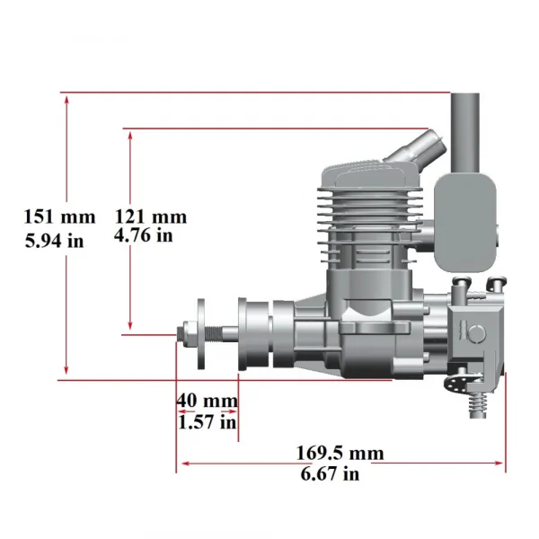 Stinger Engines 26cc Single Cylinder Rear Exhaust 2-Stroke Petrol Engine
