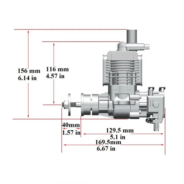 Stinger Engines 26cc Single Cylinder Side Exhaust 2-Stroke Petrol Engine