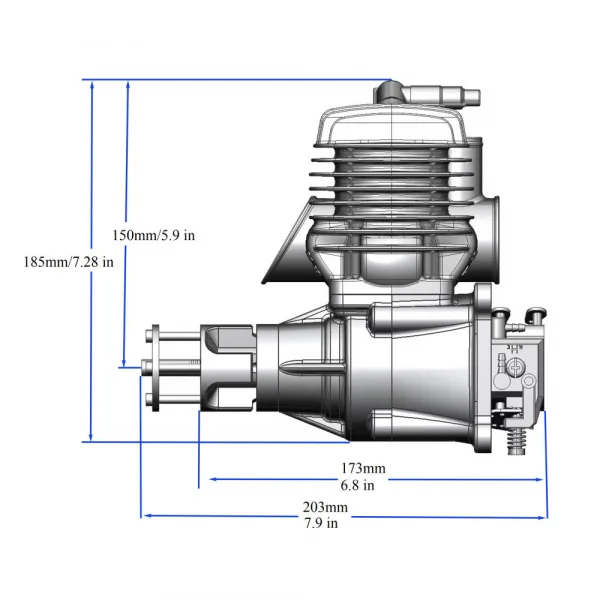 Stinger Engines 63cc Petrol 2-Stroke Single Cylinder Side Exhaust Engine