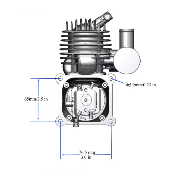 Stinger Engines 63cc Petrol 2-Stroke Single Cylinder Side Exhaust Engine