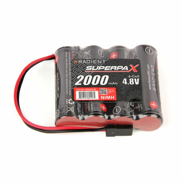 Superpax Battery, AA 4.8V 4-Cell 2000mAh NiMH, SBS-Flat, Rx-JR
