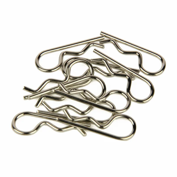 Body Clips, Large Straight, Silver (10)