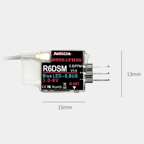 RadioLink R6DSM 2.4GHz 10-Channel Racing Drone Mini Receiver