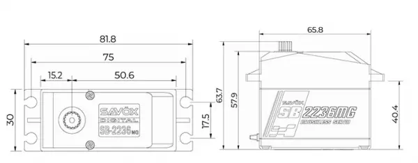 Savox SB2236 HV Digital Large Scale Brushless Servo - 40Kg - 0.13s &mdash; image 2 of 2