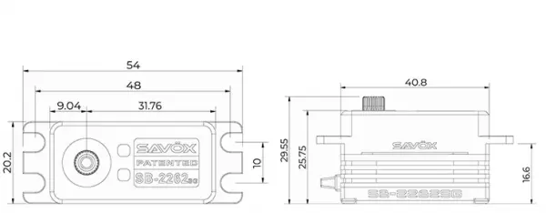 Savox SB2262 Low Profile Brushless Servo - 18kg - 0.10s - Black — image 7 of 7